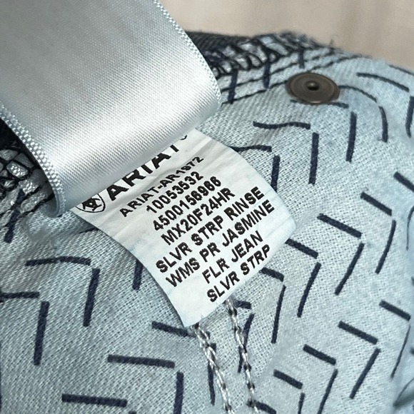 Ariat Perfect Rise Jasmine Flare Jeans Silver Stripe Dark Stretch Women's 30L - Picture 13 of 13